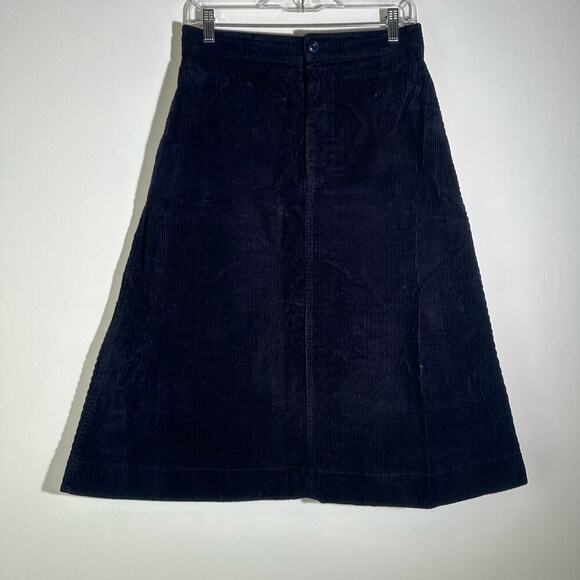 Blue A-Line Midi Skirt with Slit for Work - Picture 6 of 7